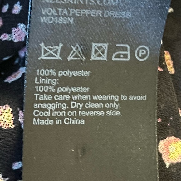 All Saints Sheer Black Dress with Pink Floral Pattern used - Picture 9 of 9